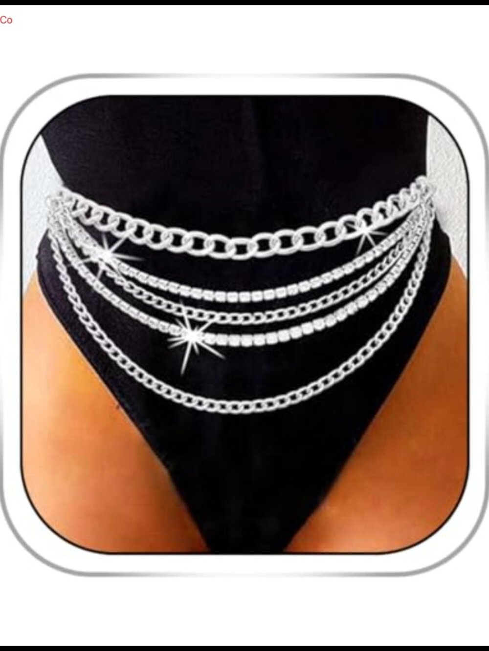 Rhinestone Layered Waist Chain Tassel Body Jewelry for Women